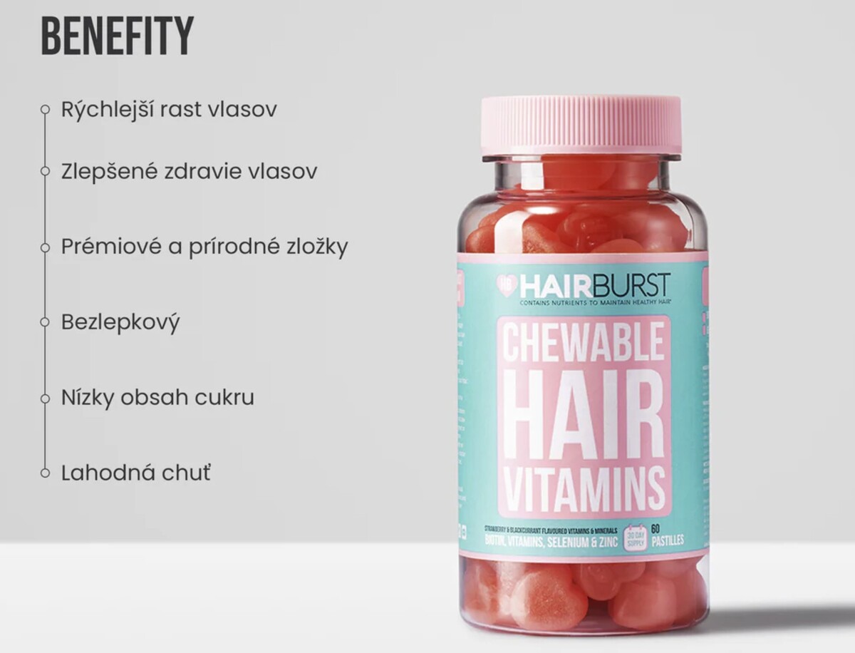 Hairburst žuvacie vitamíny na vlasy (recenzia)