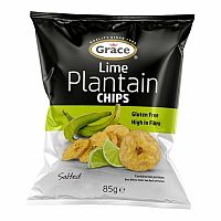 Grace Bezlepkové chipsy zo zelených banánov plantain s limetkou 85 g